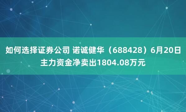 如何选择证券公司 诺诚健华（688428）6月20日主力资金净卖出1804.08万元