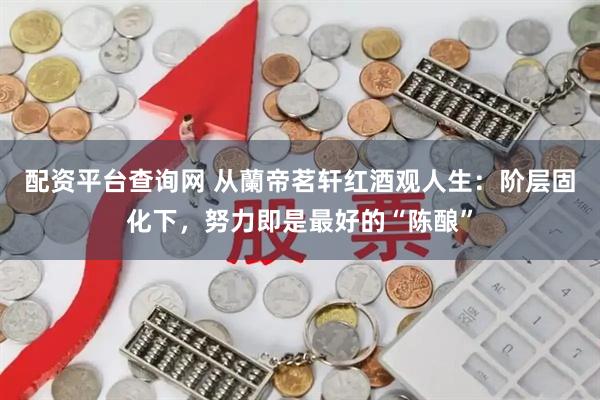 配资平台查询网 从蘭帝茗轩红酒观人生：阶层固化下，努力即是最好的“陈酿”